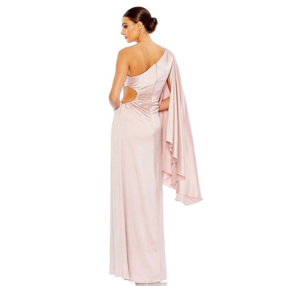 MAC DUGGAL ONE SHOULDER BELL SLEEVE DRAPED GOWN US 6 $598 - Picture 2 of 13